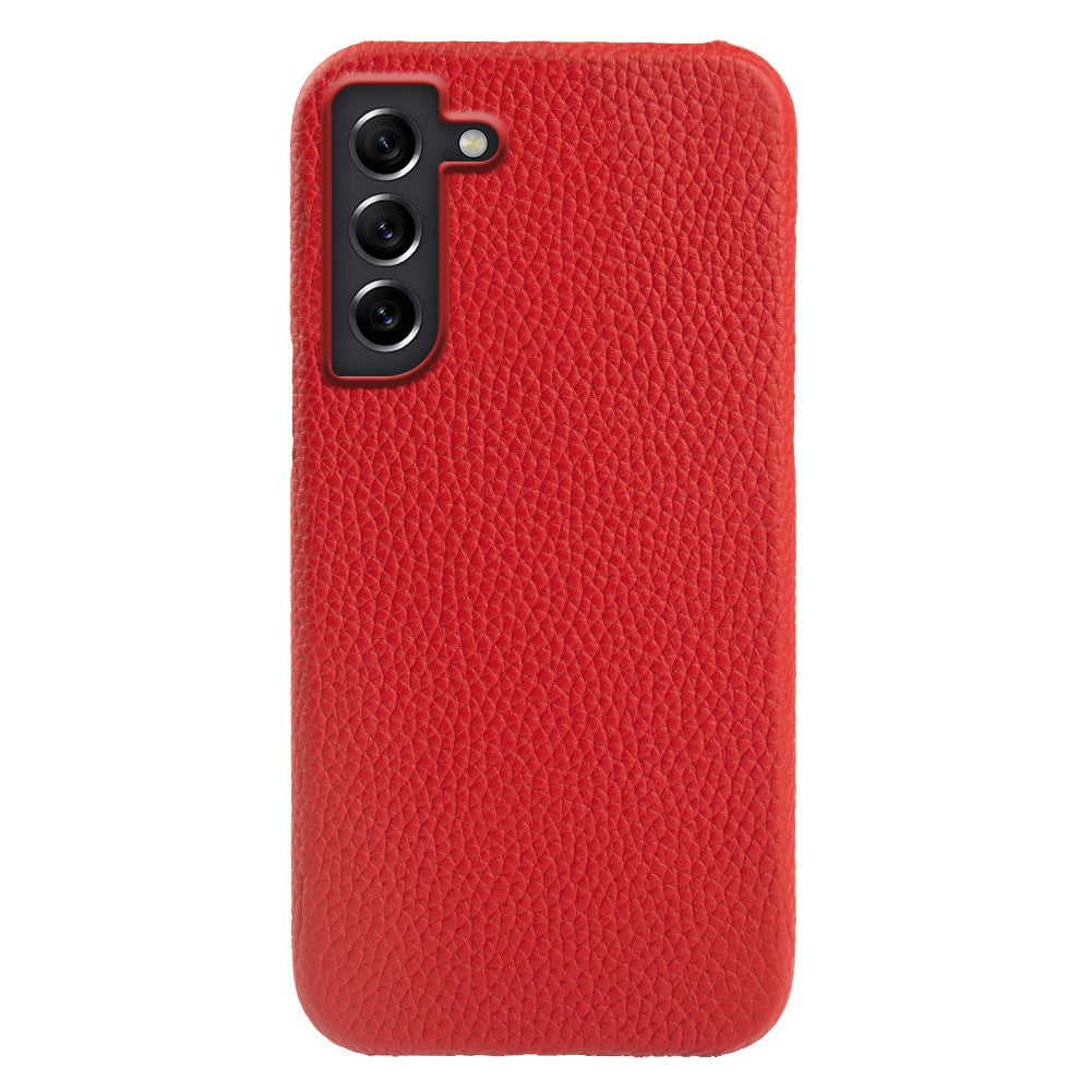 For Samsung Galaxy S21 4G / 5G Magnetic Phone Case Microfiber Lining Genuine Cow Leather Coated PC Shockproof Shell