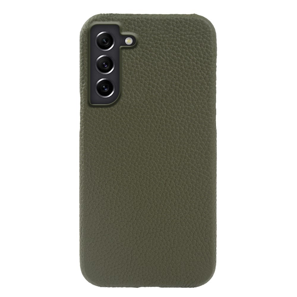 For Samsung Galaxy S21 4G / 5G Magnetic Phone Case Microfiber Lining Genuine Cow Leather Coated PC Shockproof Shell