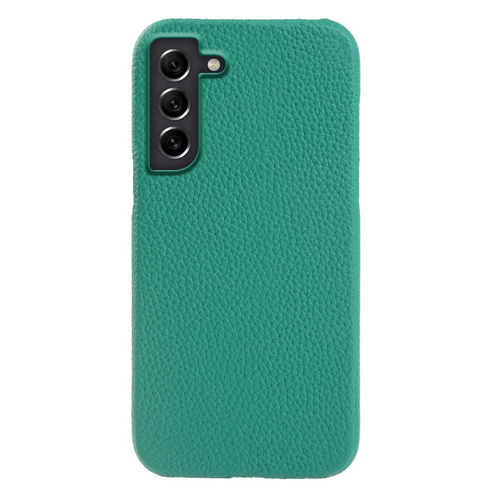 For Samsung Galaxy S21 4G / 5G Magnetic Phone Case Microfiber Lining Genuine Cow Leather Coated PC Shockproof Shell