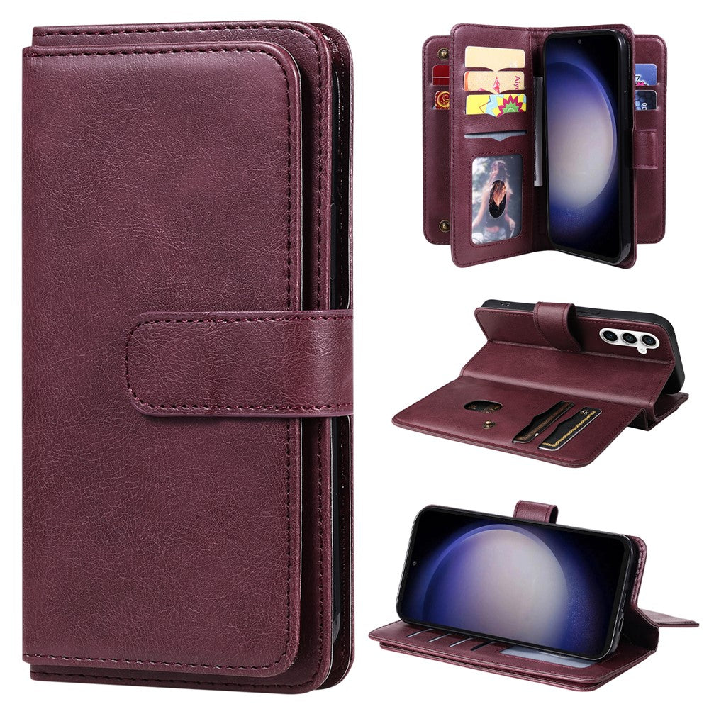 For Samsung Galaxy S23 FE Leather Case with 10 Card Holder Phone Cover Stand