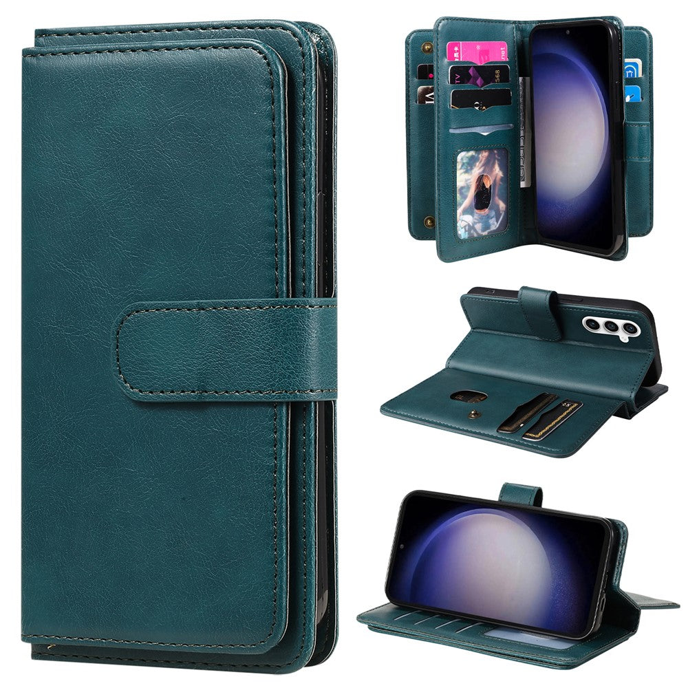 For Samsung Galaxy S23 FE Leather Case with 10 Card Holder Phone Cover Stand