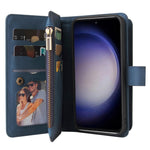 Samsung Galaxy S23 FE Plånboksfodral med dragkedja, 15 kortfack och rem Läderfodral
