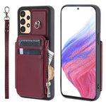 009 Ridsefast telefoncover til Samsung Galaxy A13 4G / 5G, RFID-blokerende PU+TPU-cover med støttefod, lynlåslomme og strop