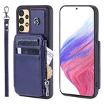 009 Ridsefast telefoncover til Samsung Galaxy A13 4G / 5G, RFID-blokerende PU+TPU-cover med støttefod, lynlåslomme og strop