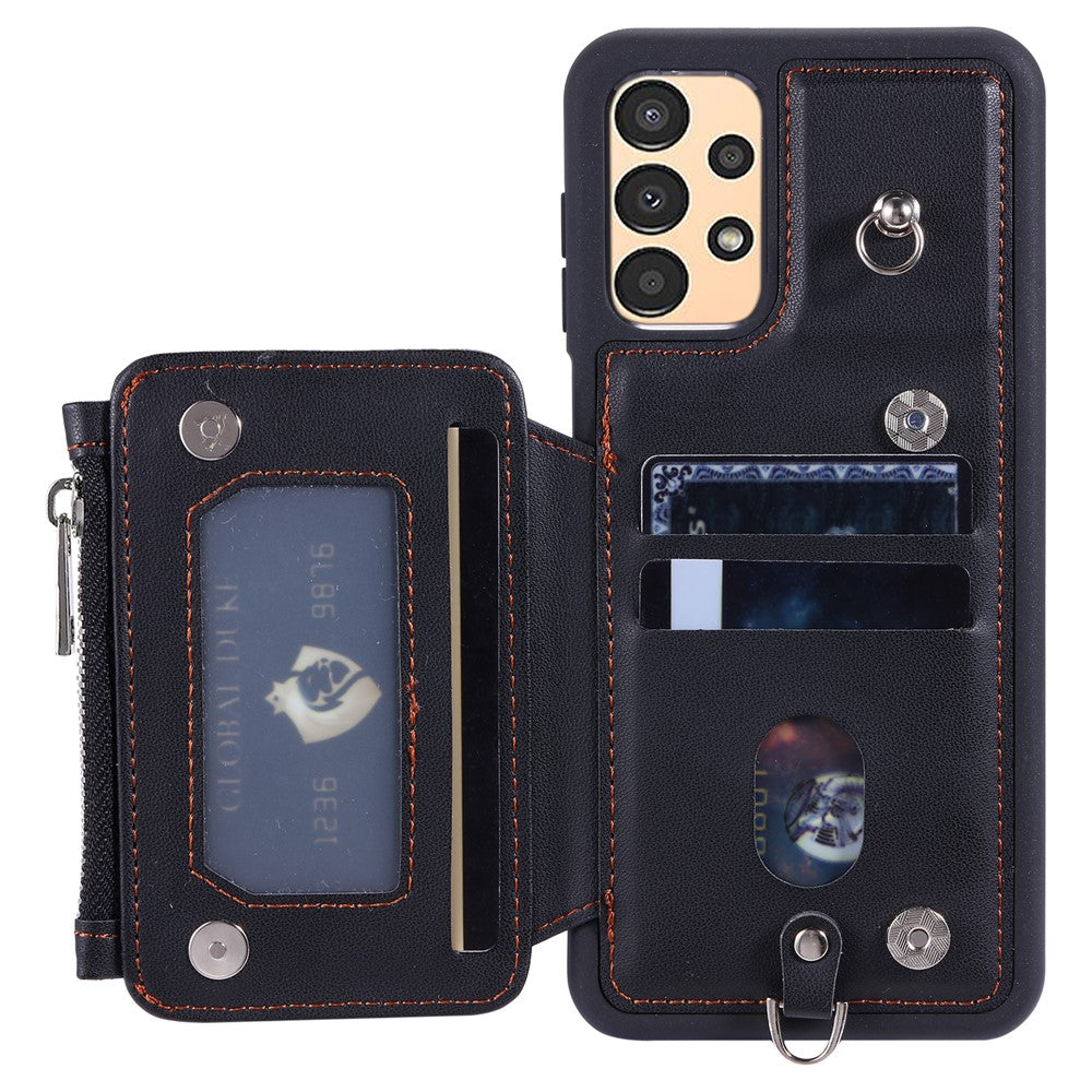 009 Til Samsung Galaxy A52 4G / A52 5G / A52s 5G RFID Blokerende Telefonetui PU+TPU Cover Stativ Lynlås Pung Skal med Rem