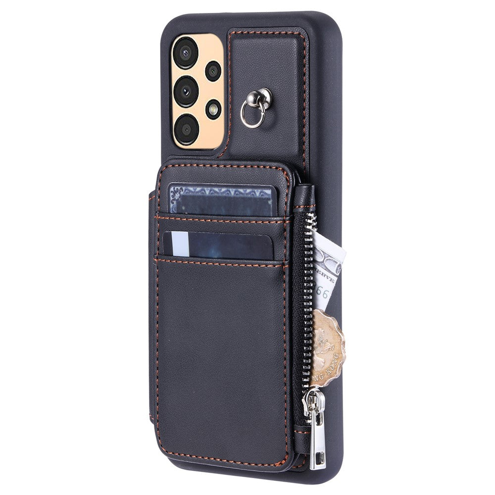 009 Til Samsung Galaxy A52 4G / A52 5G / A52s 5G RFID Blokerende Telefonetui PU+TPU Cover Stativ Lynlås Pung Skal med Rem