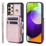009 Til Samsung Galaxy A52 4G / A52 5G / A52s 5G RFID Blokerende Telefonetui PU+TPU Cover Stativ Lynlås Pung Skal med Rem