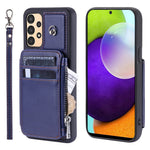 009 Til Samsung Galaxy A52 4G / A52 5G / A52s 5G RFID Blokerende Telefonetui PU+TPU Cover Stativ Lynlås Pung Skal med Rem
