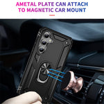 Phone Case for Samsung Galaxy S23 FE Ring Kickstand Anti-fall TPU+PC Cover with Car Mount Metal Sheet