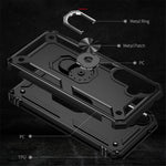 Phone Case for Samsung Galaxy S23 FE Ring Kickstand Anti-fall TPU+PC Cover with Car Mount Metal Sheet