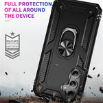 Phone Case for Samsung Galaxy S23 FE Ring Kickstand Anti-fall TPU+PC Cover with Car Mount Metal Sheet