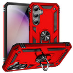 Phone Case for Samsung Galaxy S23 FE Ring Kickstand Anti-fall TPU+PC Cover with Car Mount Metal Sheet