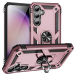 Phone Case for Samsung Galaxy S23 FE Ring Kickstand Anti-fall TPU+PC Cover with Car Mount Metal Sheet