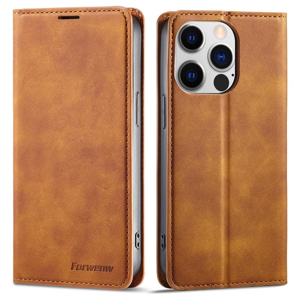 FORWENW Fantasy Series Phone Case for iPhone 15 Pro , Skin-touch Leather Phone Cover Shell Wallet