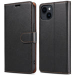 001 For iPhone 15 Pro Max Magnetic Closure Phone Case RFID Blocking Wallet PU Leather Stand Cover