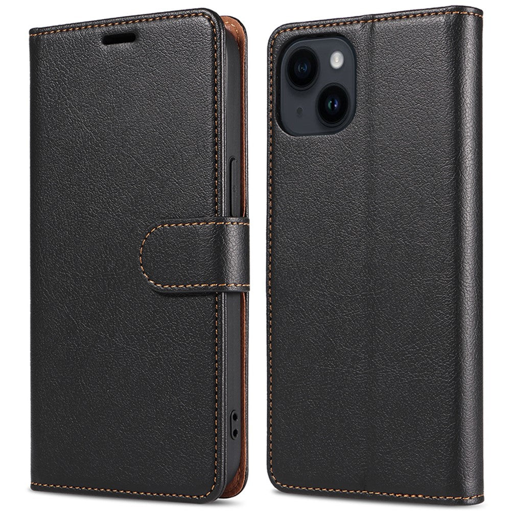 001 For iPhone 15 Pro Max Magnetic Closure Phone Case RFID Blocking Wallet PU Leather Stand Cover