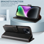 001 For iPhone 15 Pro Max Magnetic Closure Phone Case RFID Blocking Wallet PU Leather Stand Cover