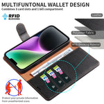 001 For iPhone 15 Pro Max Magnetic Closure Phone Case RFID Blocking Wallet PU Leather Stand Cover