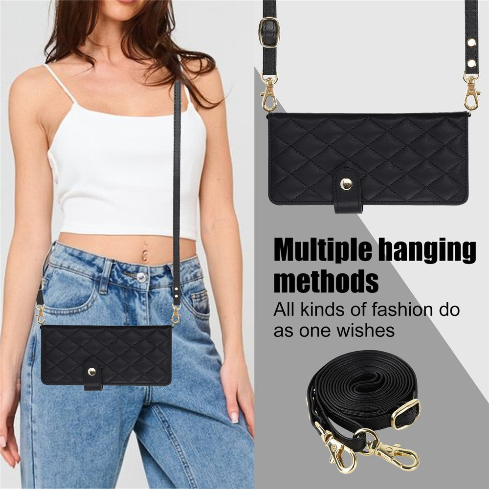 ZD 028 Til Samsung Galaxy Z Fold5 5G PC+PU Læder Flip Cover Stødsikkert Pung Telefoncover med Remme