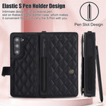 ZD 028 Til Samsung Galaxy Z Fold5 5G PC+PU Læder Flip Cover Stødsikkert Pung Telefoncover med Remme