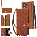 ZD 028 Til Samsung Galaxy Z Fold5 5G PC+PU Læder Flip Cover Stødsikkert Pung Telefoncover med Remme
