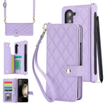 ZD 028 Til Samsung Galaxy Z Fold5 5G PC+PU Læder Flip Cover Stødsikkert Pung Telefoncover med Remme