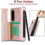 ZD 028 Stødsikkert Cover til Samsung Galaxy Z Fold4 5G PC+PU Læderpung Telefoncover med Remme