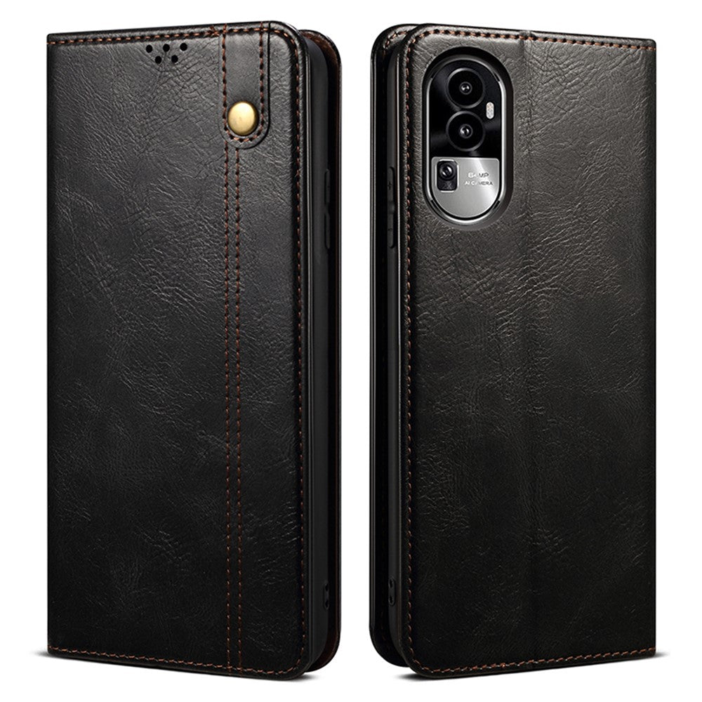 For Oppo Reno10 Pro+ 5G Waxy Crazy Horse Texture Cell Phone Cover Stand Wallet Case PU Leather Phone Shell
