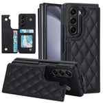 ZD020 Stitching Rhombus PU+PC Phone Case for Samsung Galaxy Z Fold5 5G Card Slots Kickstand Phone Cover