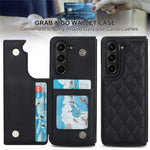 ZD020 Stitching Rhombus PU+PC Phone Case for Samsung Galaxy Z Fold5 5G Card Slots Kickstand Phone Cover