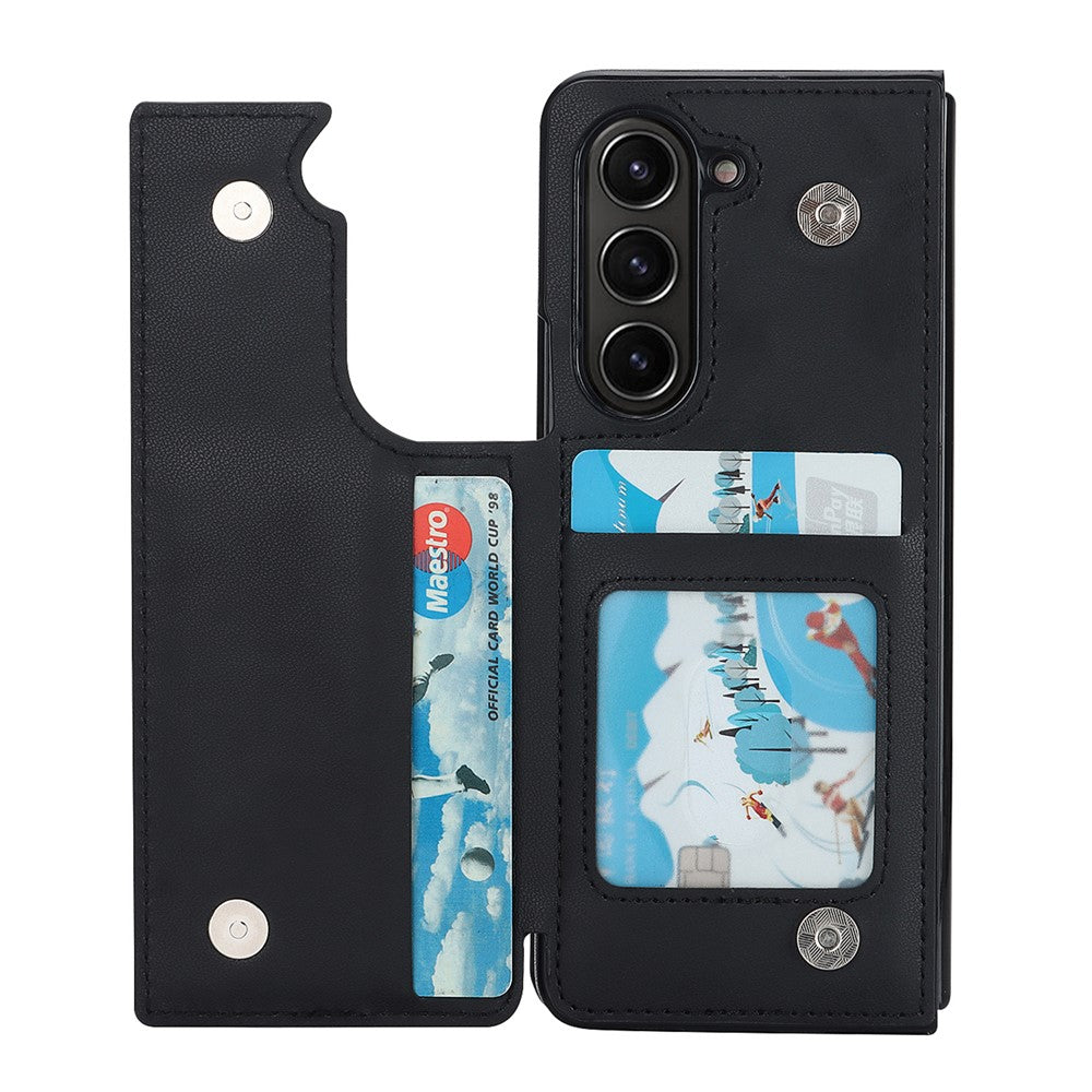 ZD020 Stitching Rhombus PU+PC Phone Case for Samsung Galaxy Z Fold5 5G Card Slots Kickstand Phone Cover