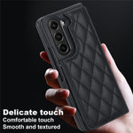 ZD020 Stitching Rhombus PU+PC Phone Case for Samsung Galaxy Z Fold5 5G Card Slots Kickstand Phone Cover
