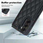 ZD020 Stitching Rhombus PU+PC Phone Case for Samsung Galaxy Z Fold5 5G Card Slots Kickstand Phone Cover