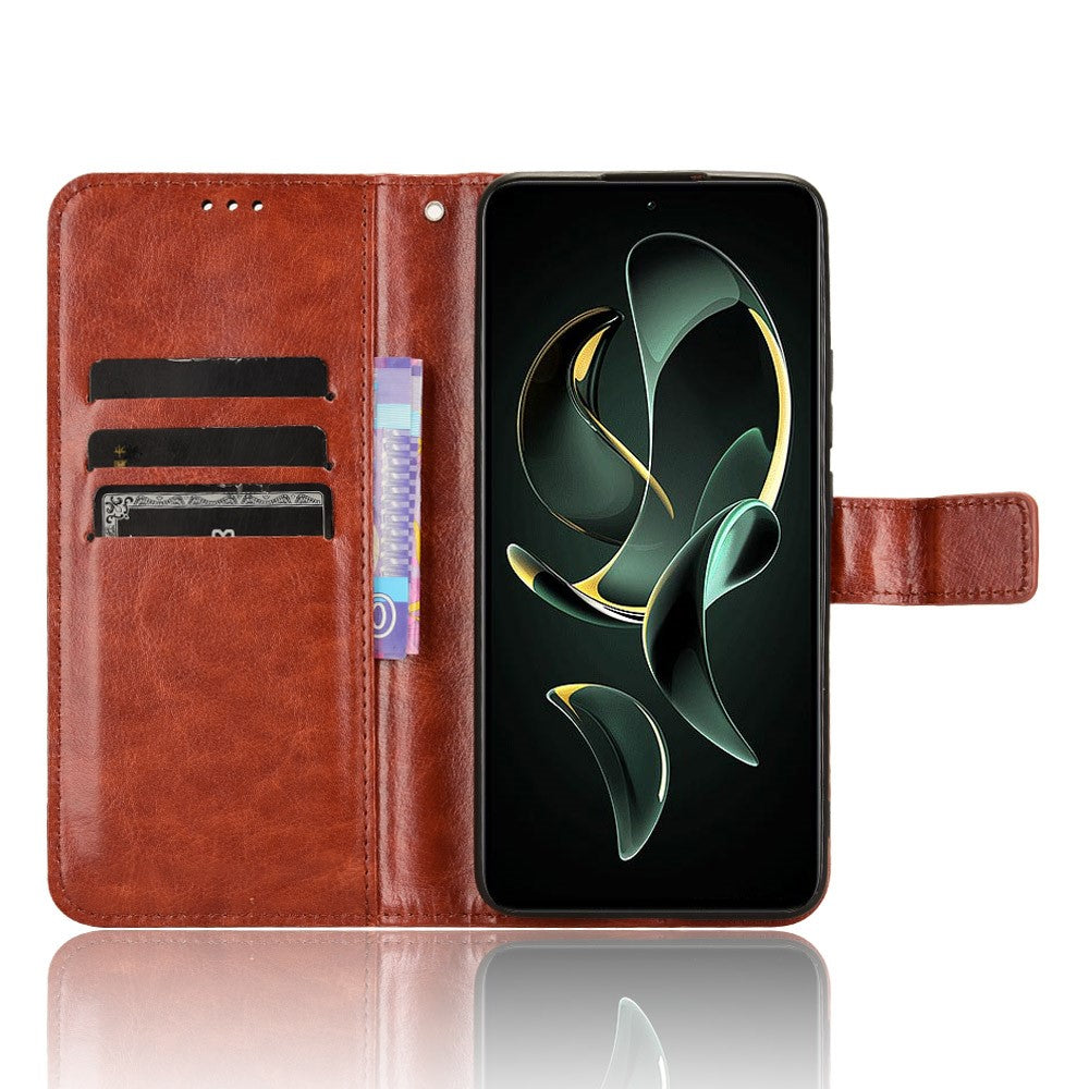 For Xiaomi 13T / 13T Pro / Redmi K60 Ultra PU Leather Phone Cover Crazy Horse Texture Wallet Stand Shell