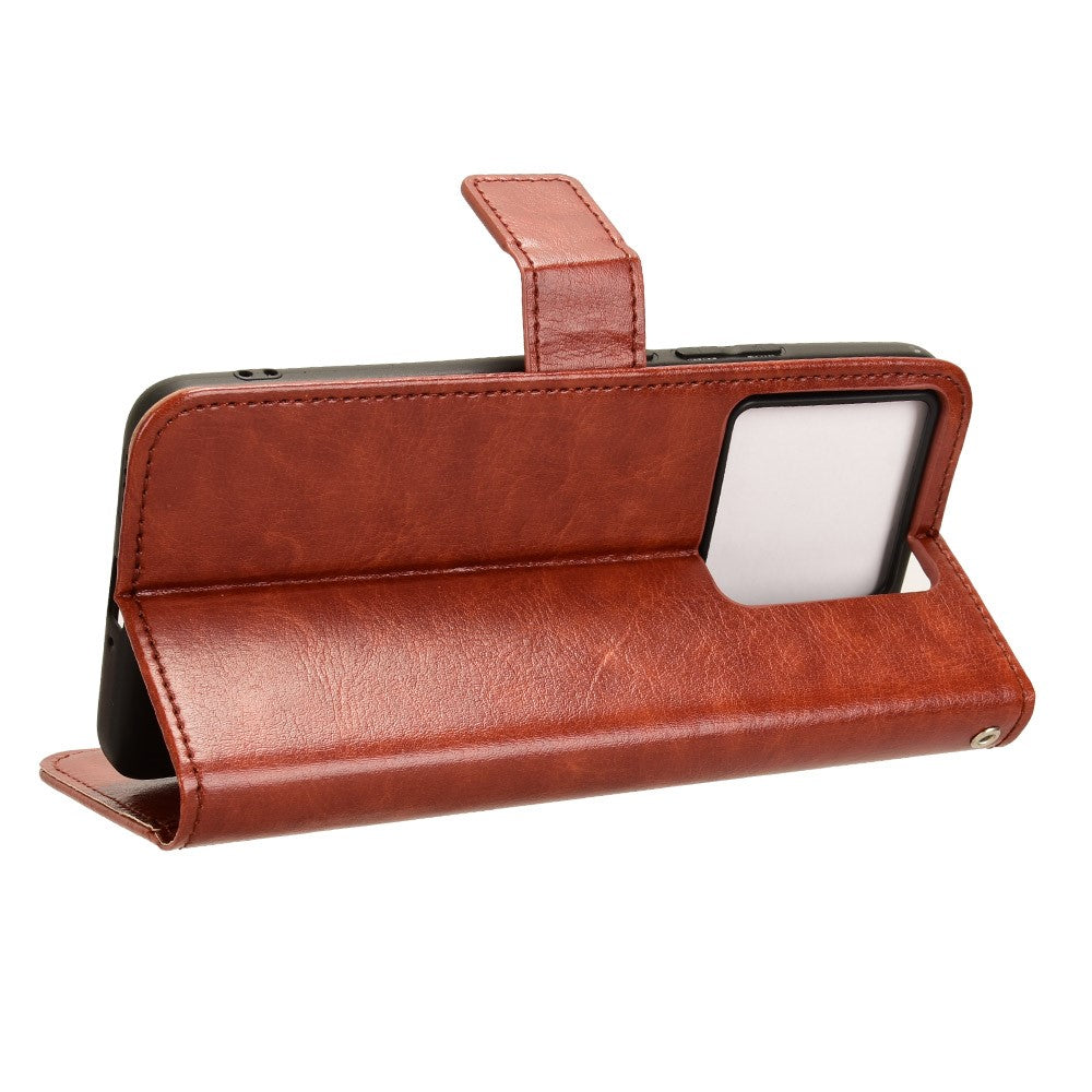 For Xiaomi 13T / 13T Pro / Redmi K60 Ultra PU Leather Phone Cover Crazy Horse Texture Wallet Stand Shell