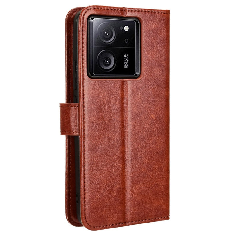 For Xiaomi 13T / 13T Pro / Redmi K60 Ultra PU Leather Phone Cover Crazy Horse Texture Wallet Stand Shell