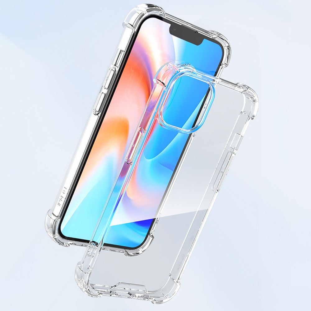 Til iPhone 15 Plus Gennemsigtig Firkantet Faldsikring TPU Ramme + Akryl Bagcover Telefonetui
