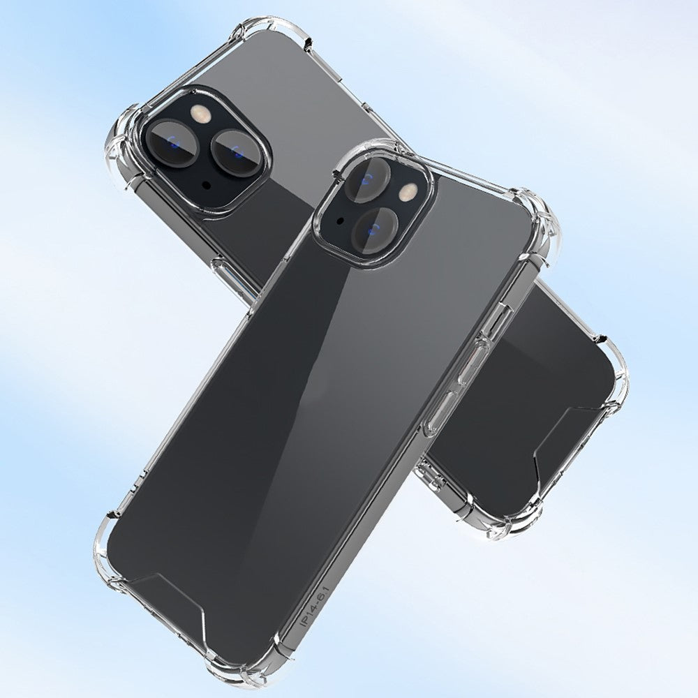 Til iPhone 15 Plus Gennemsigtig Firkantet Faldsikring TPU Ramme + Akryl Bagcover Telefonetui