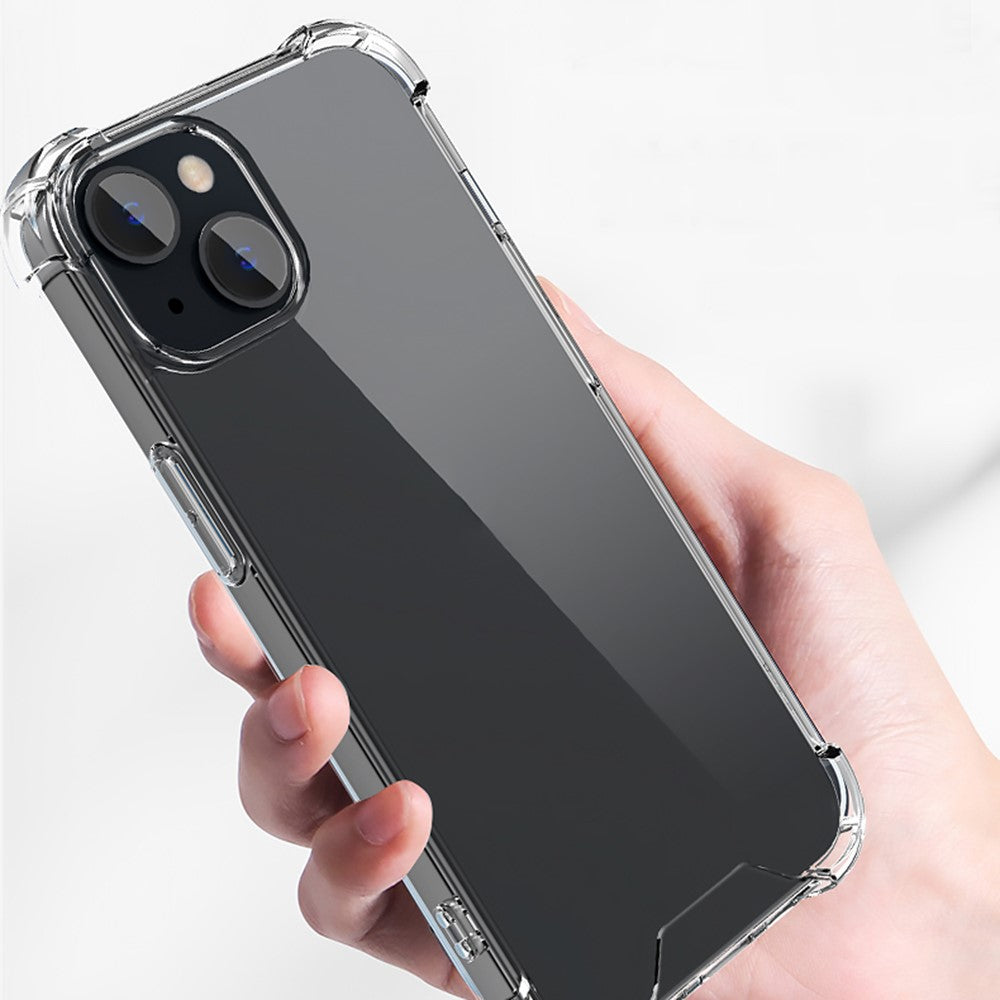 Til iPhone 15 Plus Gennemsigtig Firkantet Faldsikring TPU Ramme + Akryl Bagcover Telefonetui