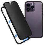Privacy Case for iPhone 15 Pro Magnetic Metal Frame + Double-sided Tempered Glass 360-Degree Protection Phone Cover