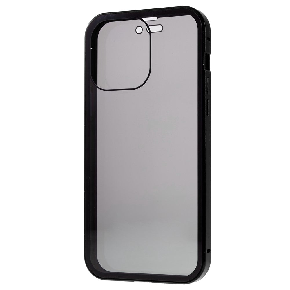 Privacy Case for iPhone 15 Pro Magnetic Metal Frame + Double-sided Tempered Glass 360-Degree Protection Phone Cover