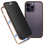 Privacy Case for iPhone 15 Pro Magnetic Metal Frame + Double-sided Tempered Glass 360-Degree Protection Phone Cover