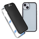 For iPhone 15 Magnetic Cover Metal Frame + Double-sided Tempered Glass Anti-peep Phone Case