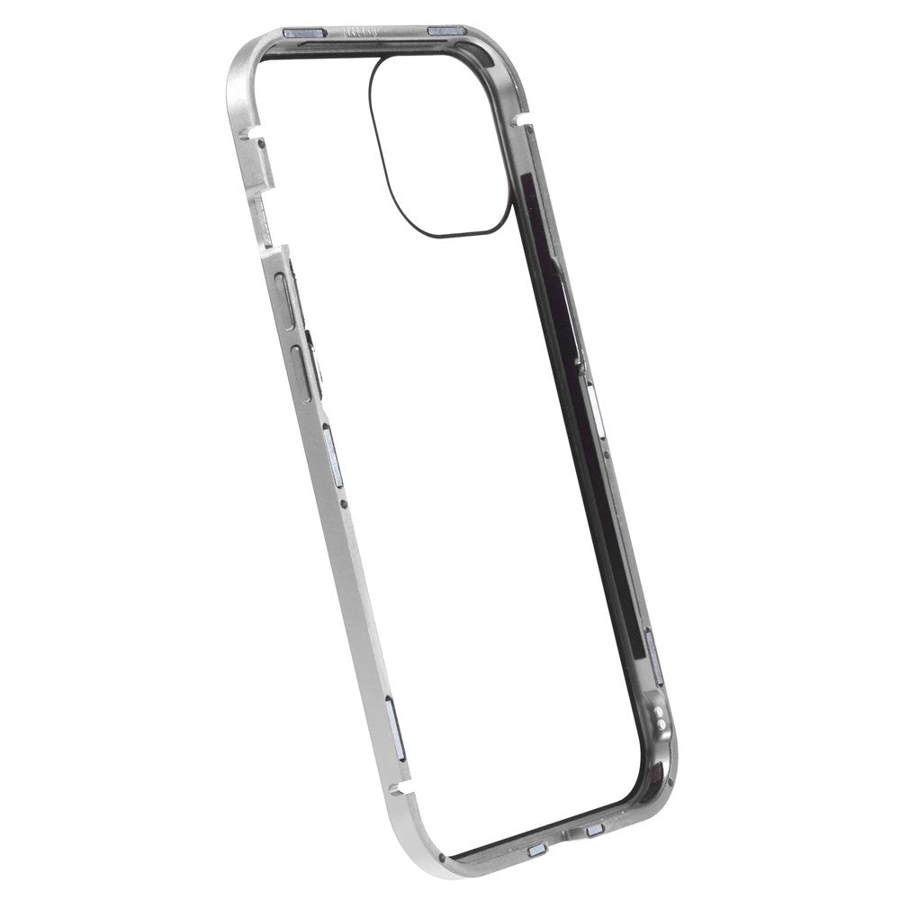 For iPhone 15 Magnetic Cover Metal Frame + Double-sided Tempered Glass Anti-peep Phone Case