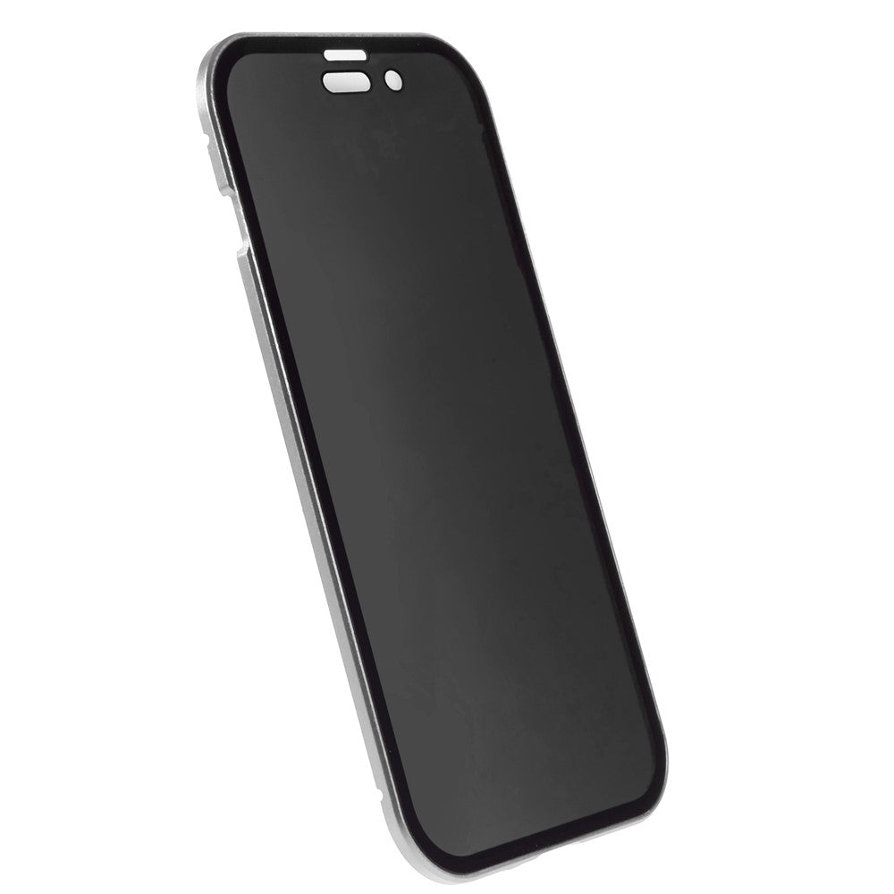 For iPhone 15 Magnetic Cover Metal Frame + Double-sided Tempered Glass Anti-peep Phone Case