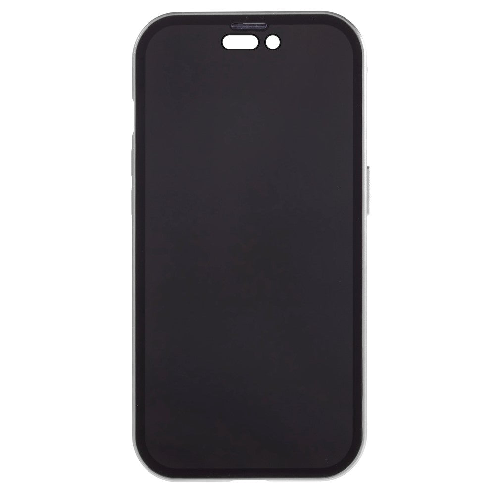 For iPhone 15 Magnetic Cover Metal Frame + Double-sided Tempered Glass Anti-peep Phone Case