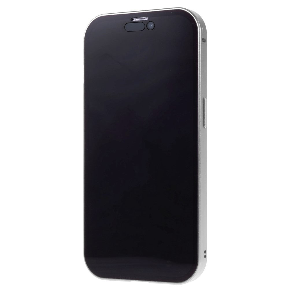 For iPhone 15 Magnetic Cover Metal Frame + Double-sided Tempered Glass Anti-peep Phone Case