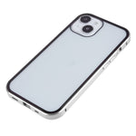 For iPhone 15 Magnetic Cover Metal Frame + Double-sided Tempered Glass Anti-peep Phone Case