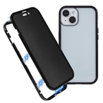 For iPhone 15 Magnetic Cover Metal Frame + Double-sided Tempered Glass Anti-peep Phone Case