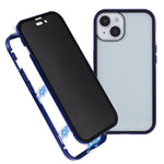 For iPhone 15 Magnetic Cover Metal Frame + Double-sided Tempered Glass Anti-peep Phone Case